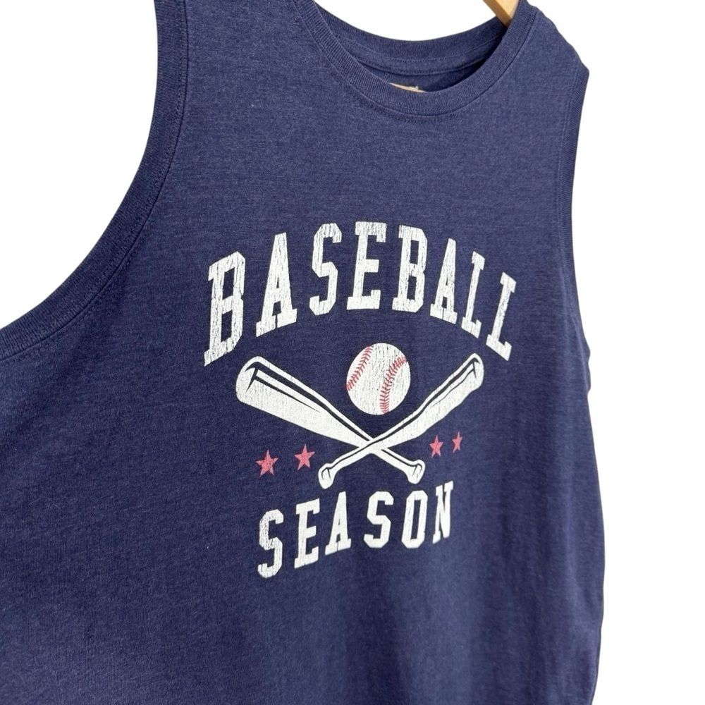 Maurices Baseball Graphic Tank Womens M Navy Blue Sleeveless Sporty EUC